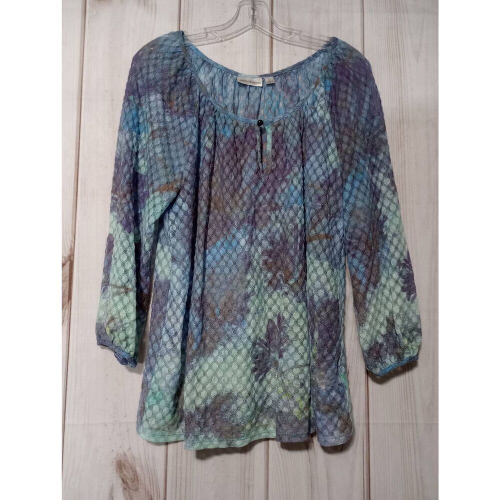John Paul‎ Richards Shirt Ladies Large Lace Overlay Blue
